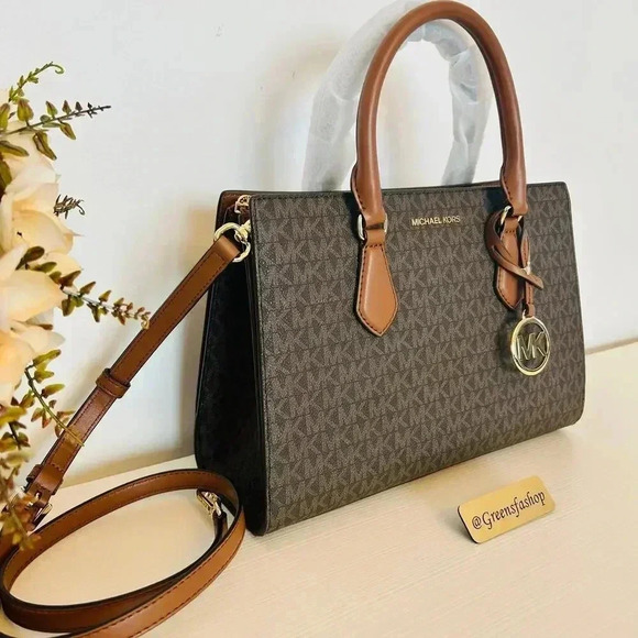 Michael kors purse Sheila Medium Satchel Brown Signature - Picture 3 of 10